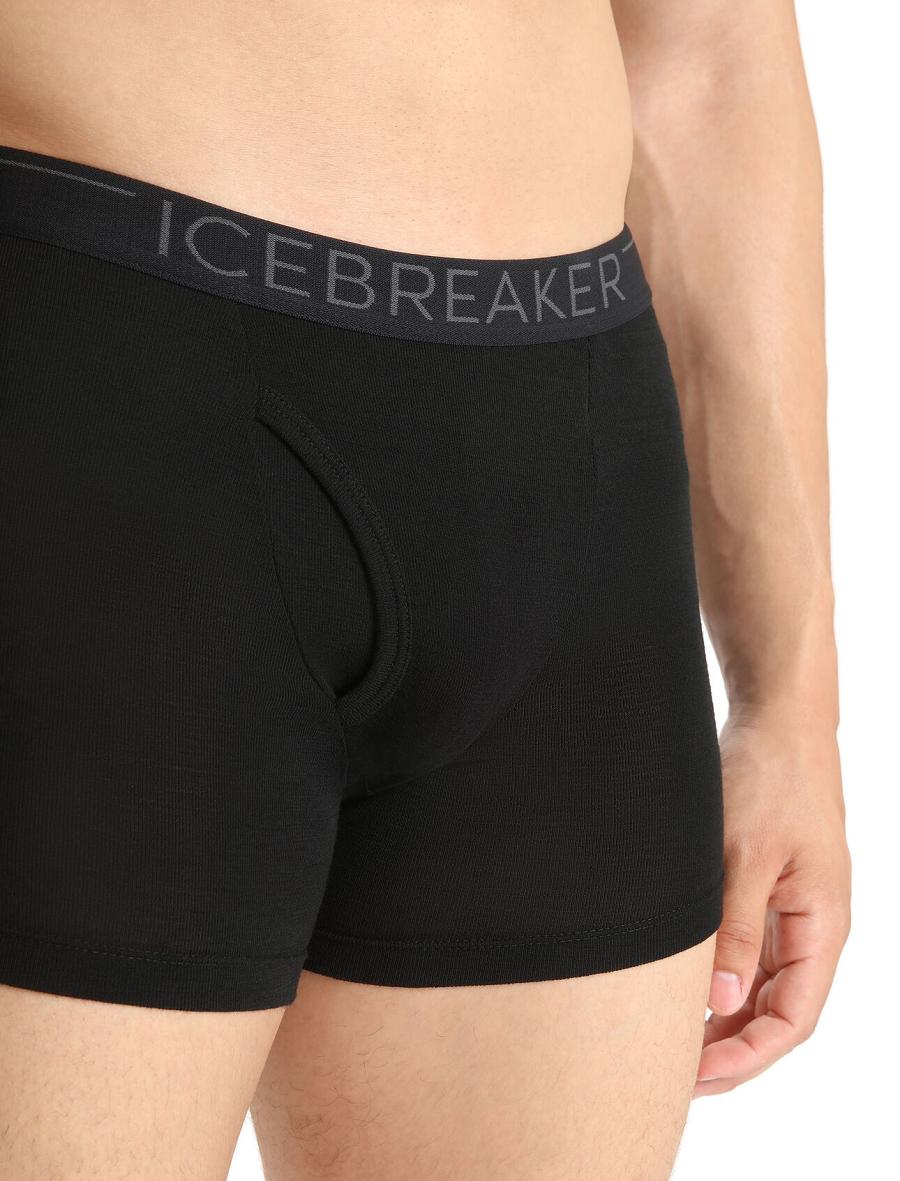 Sous Vêtement Icebreaker Merino 175 Everyday Thermal Boxers With Fly Homme Noir | FR 1293VRWD